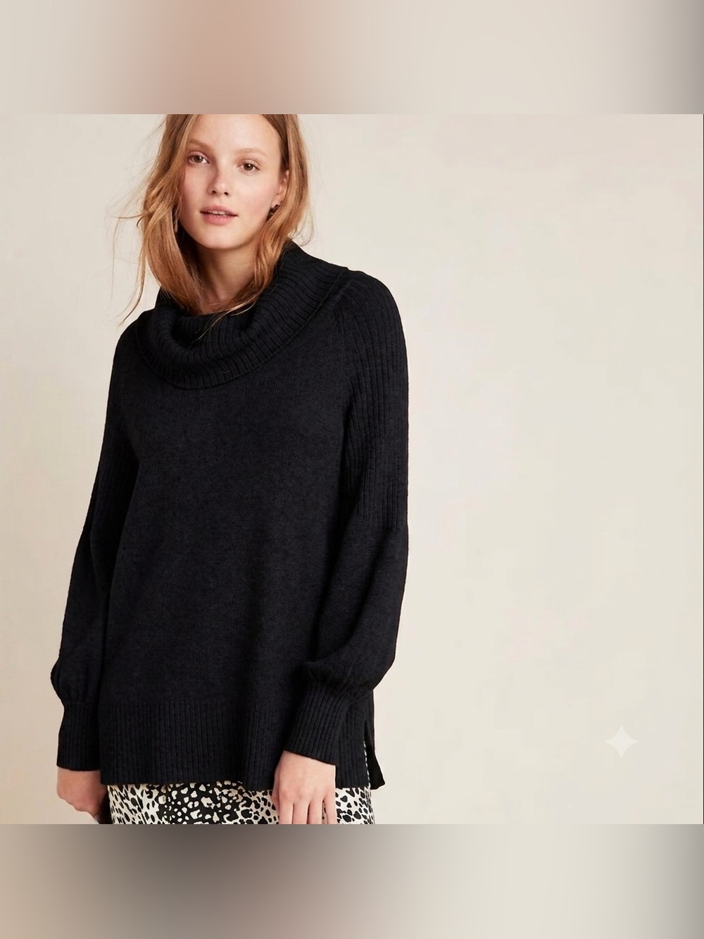 By Anthropologie Paloma Black Cowl Neck Women's Sweater